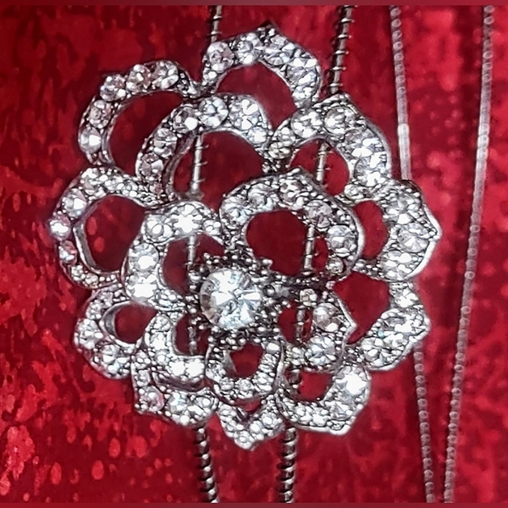 2 Sparkling Crystal Rhinestone Headbands Snowflake & Rose